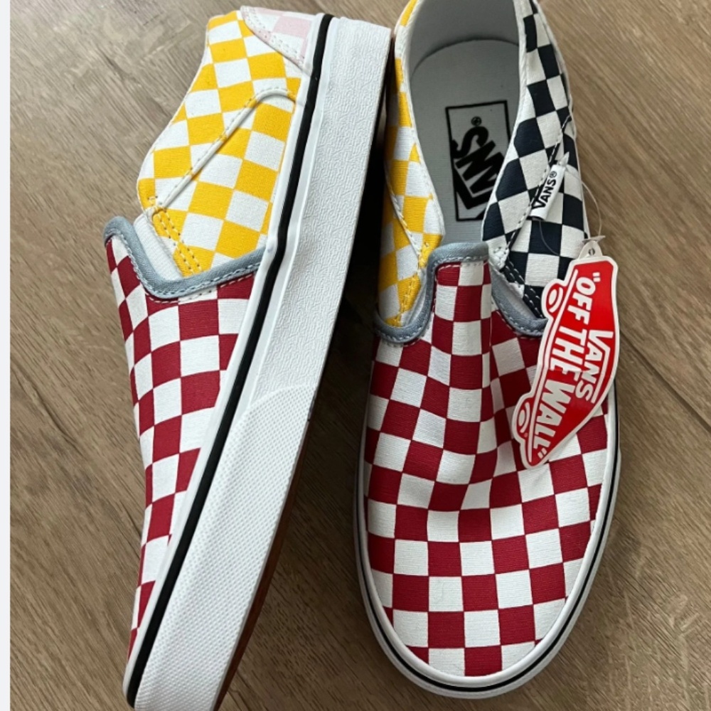 Vans Multi-colored Checkerboard Classic Slip-on Sneakers W Sz 6.5